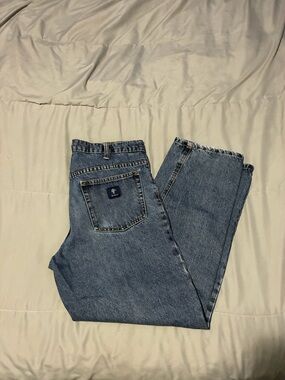 Classic Blue Denim Jeans with Contrast Stitching